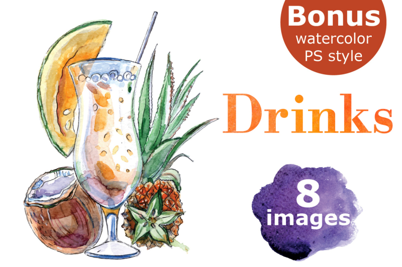 watercolor-drinks-vector-set