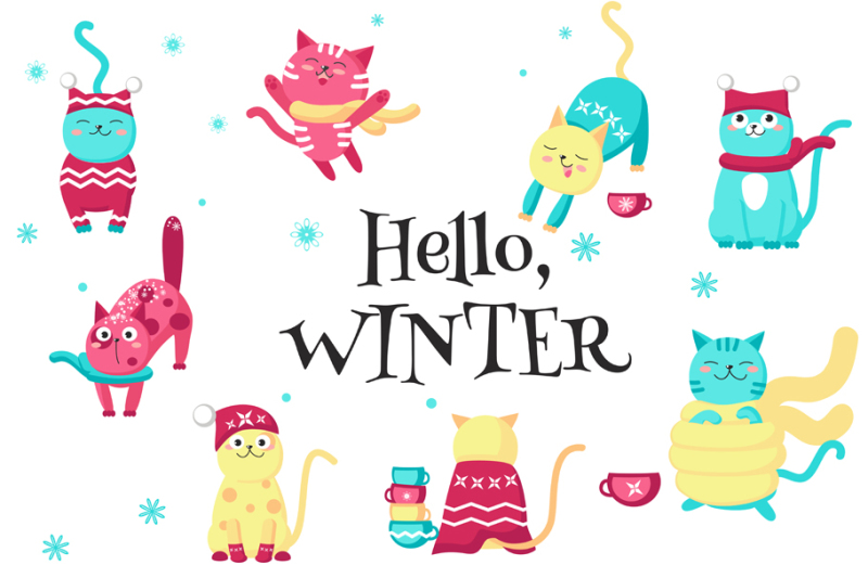 cute-cats-love-the-winter-clipart