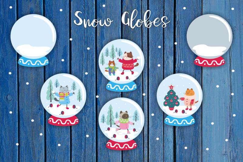 winter-holidays-funny-cats-vector-set