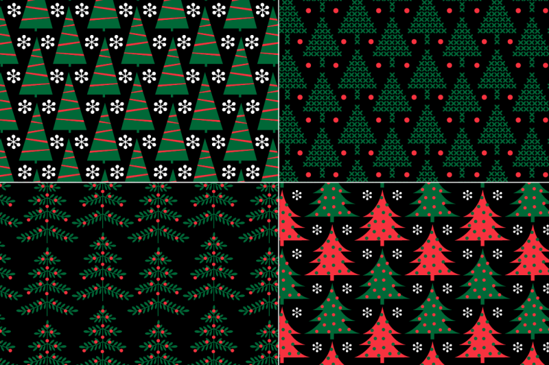 red-green-and-black-christmas-tree-patterns