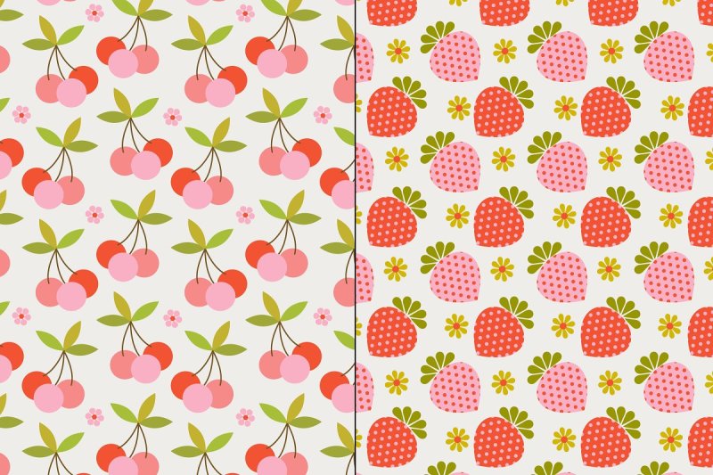 retro-fruit-and-flower-patterns