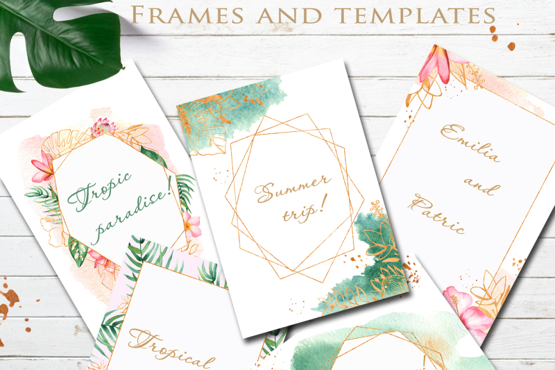 tropical-plants-watercolor-clipart-frames-cards-patterns