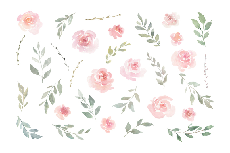 pink-blush-watercolor-flowers-roses-png-collection