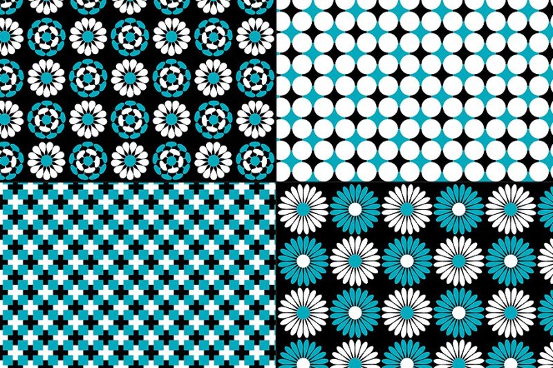 turquoise-black-and-white-patterns