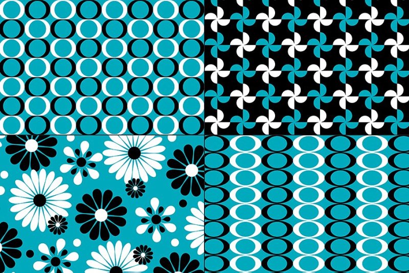 turquoise-black-and-white-patterns