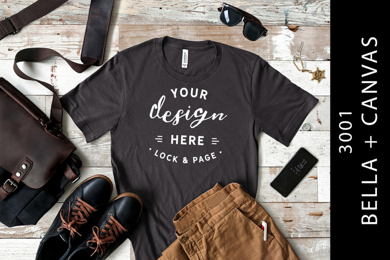 Free Dark Grey Bella Canvas 3001 Mens T-Shirt Mockup Masculine (PSD Mockups)