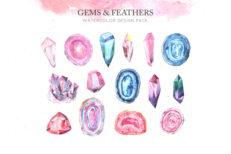 watercolor-gems-amp-feathers-set