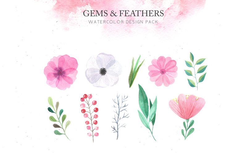 watercolor-gems-amp-feathers-set