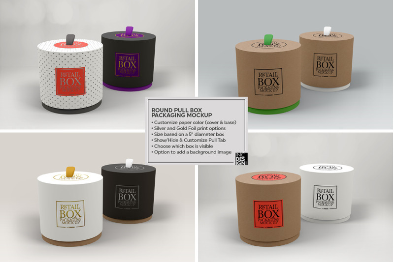 Download Round Pull Box Packaging Mockup By INC Design Studio ...