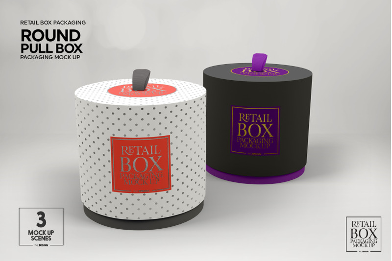 Download Round Pull Box Packaging Mockup By INC Design Studio | TheHungryJPEG.com
