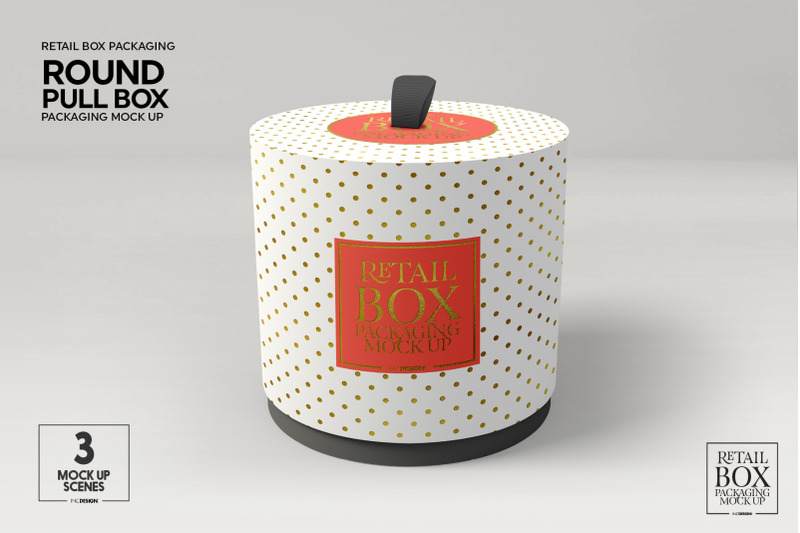 Download Round Pull Box Packaging Mockup By Inc Design Studio Thehungryjpeg Com
