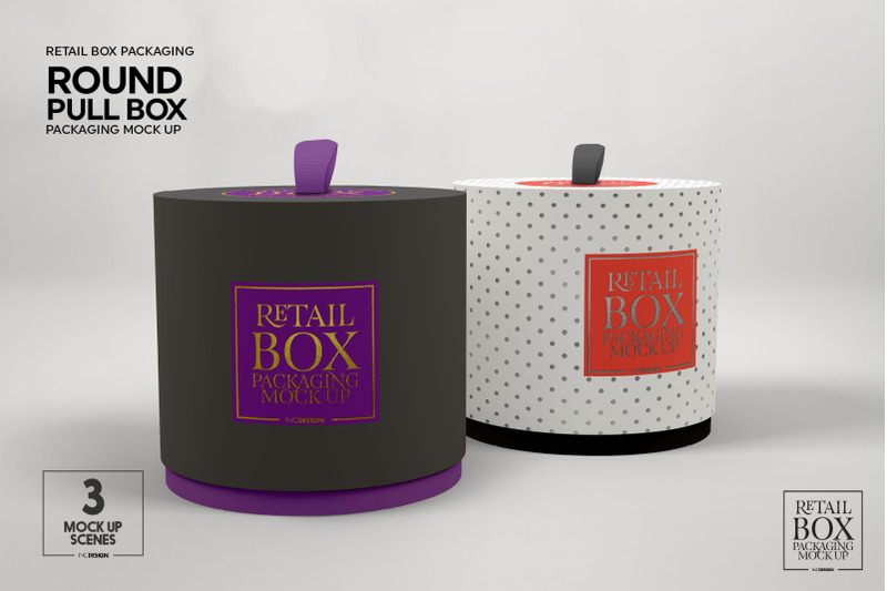 Download Round Pull Box Packaging Mockup By INC Design Studio | TheHungryJPEG.com
