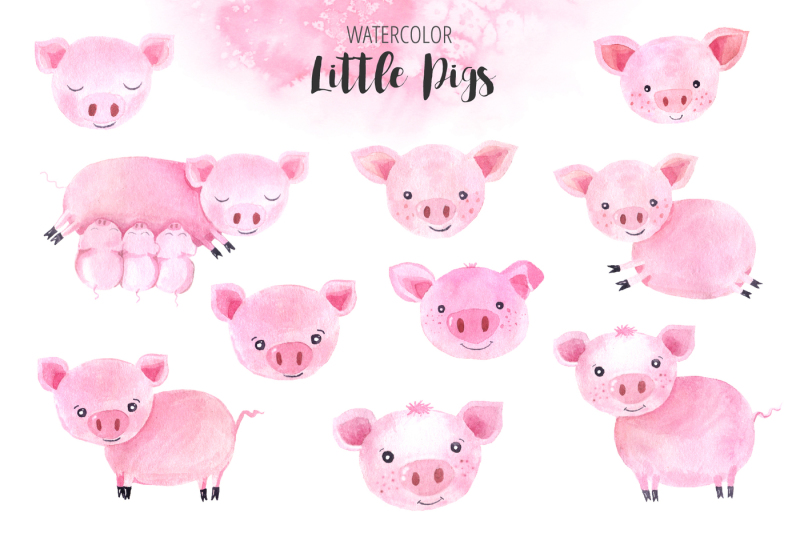 watercolor-little-pigs-set