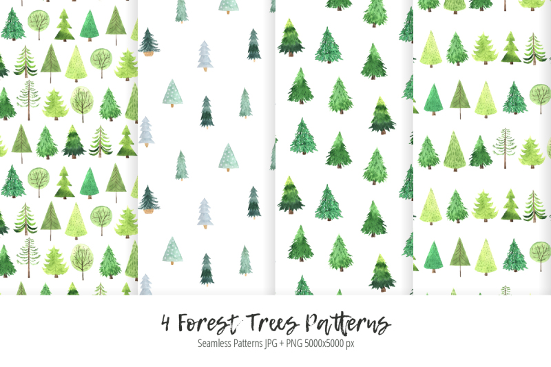 watercolor-evergreen-trees-set