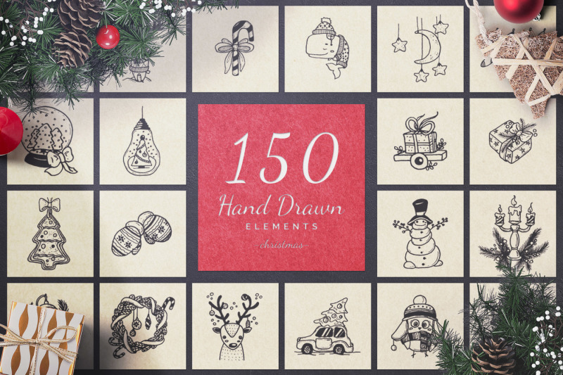 150-hand-drawn-elements-christmas