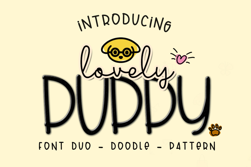 lovely-puppy-font-duo-pattern