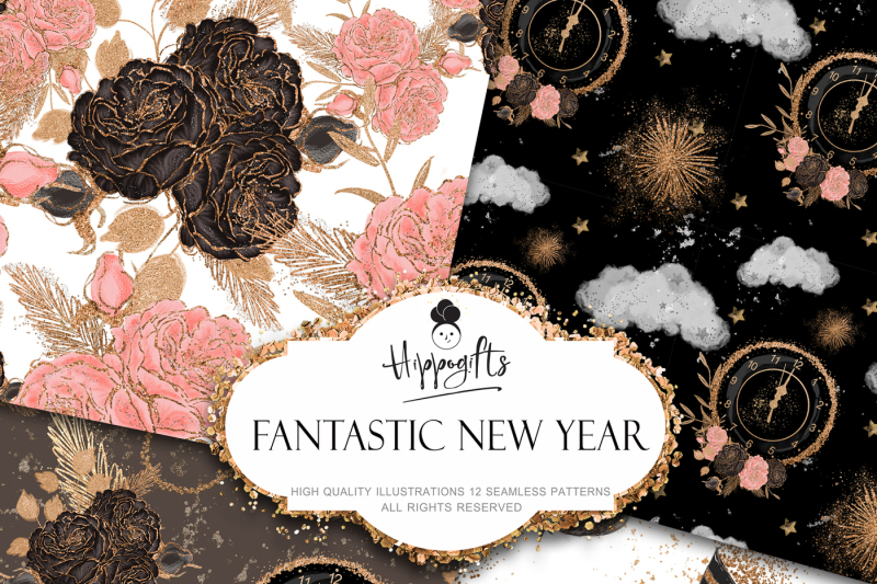 new-year-digital-paper-pack-new-year-patterns