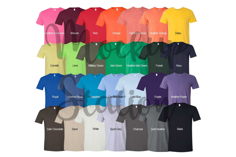 Color Chart for Gildan 64000 T-shirt, Digital Color Chart By ...