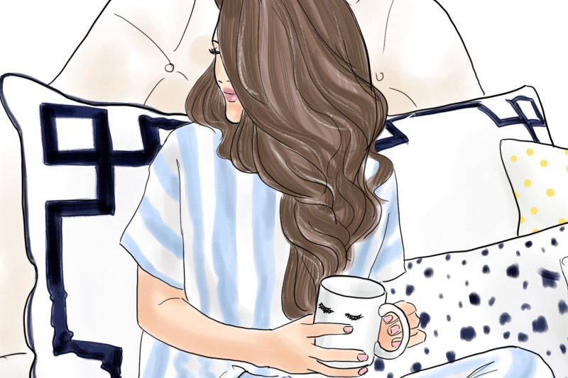 watercolor-fashion-illustration-sunday-morning-brunette