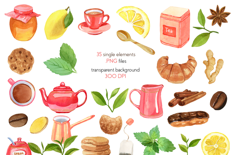 watercolor-teatime-clipart-collection