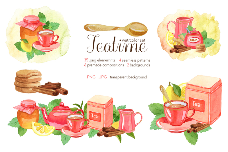 watercolor-teatime-clipart-collection