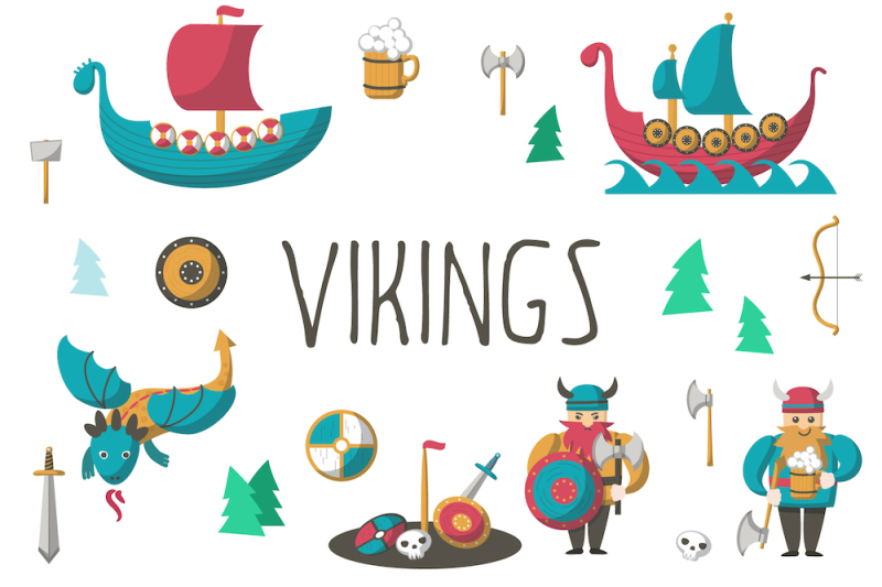 vikings-cartoon-set-and-patterns