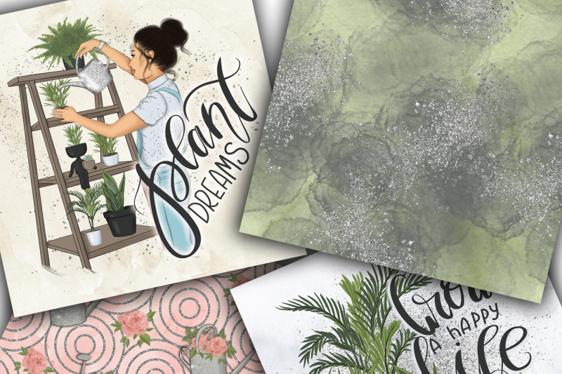 plant-lady-clipart-graphic-design-kit