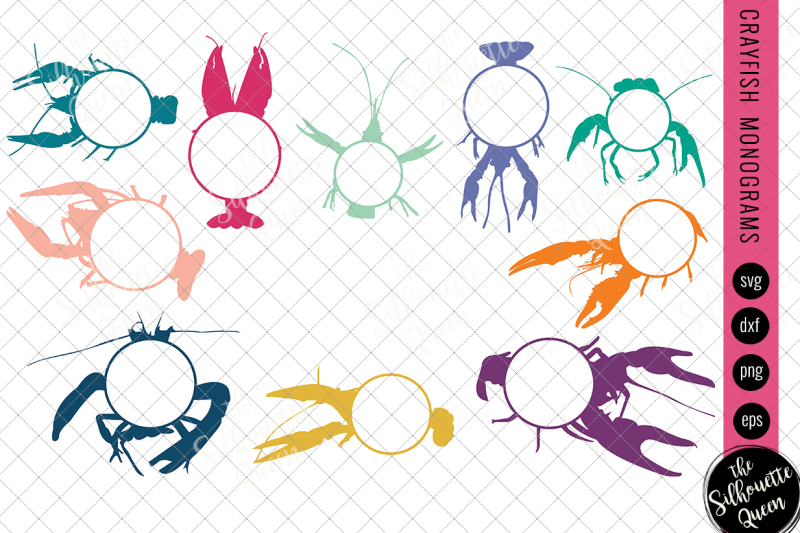 crayfish-svg-monogram-svg-circle-frames-cuttable-design-cut-files