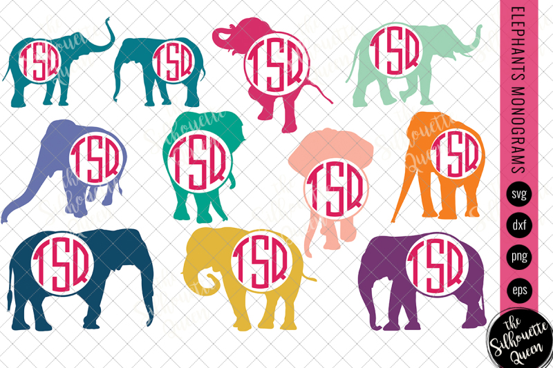 elephant-svg-monogram-svg-circle-frames-cuttable-design-cut-files