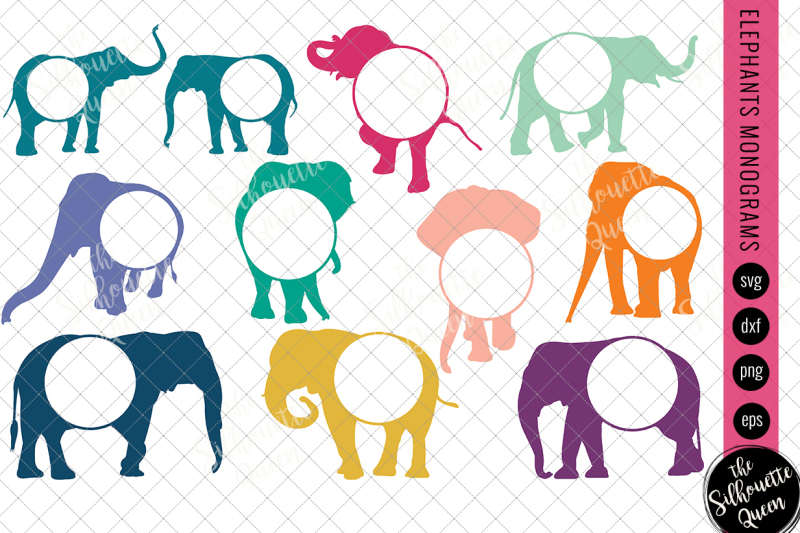 elephant-svg-monogram-svg-circle-frames-cuttable-design-cut-files