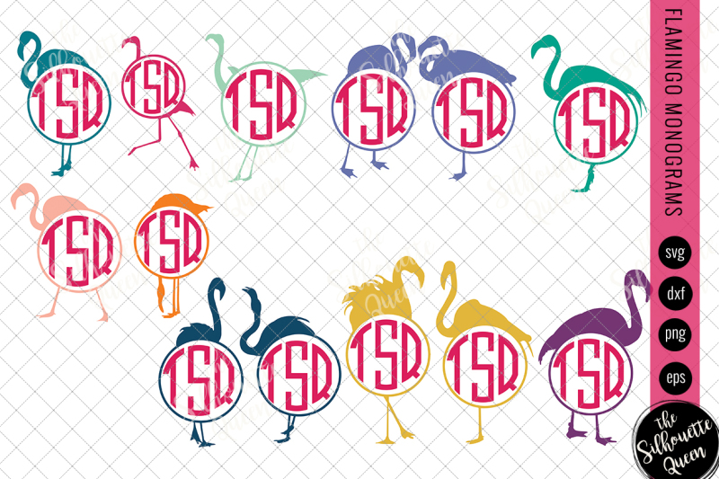 flamingo-svg-monogram-svg-circle-frames-cuttable-design-cut-files