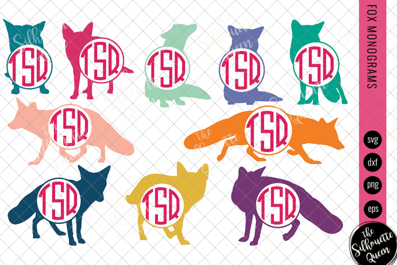 fox-svg-monogram-svg-circle-frames-cuttable-design-cut-files-silh