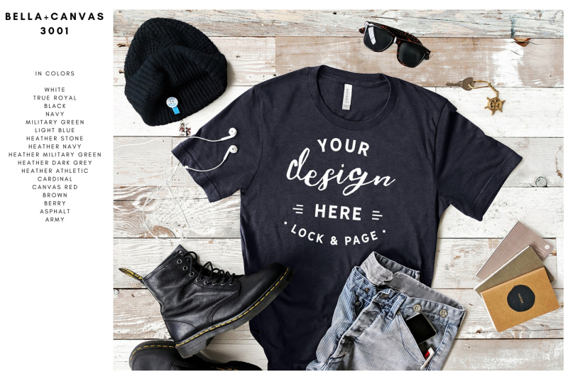 Download Men's Bella Canvas 3001 T-Shirt Mockup Mega Bundle ...