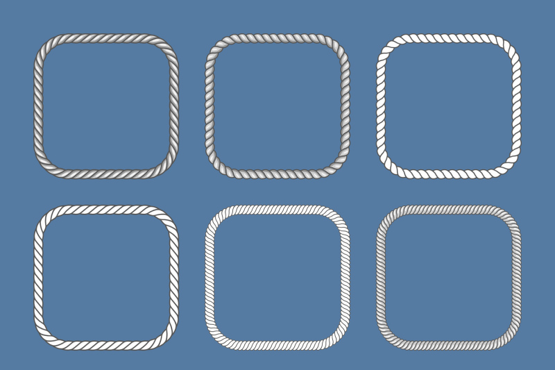 square-nautical-ropes-vector-frames-set