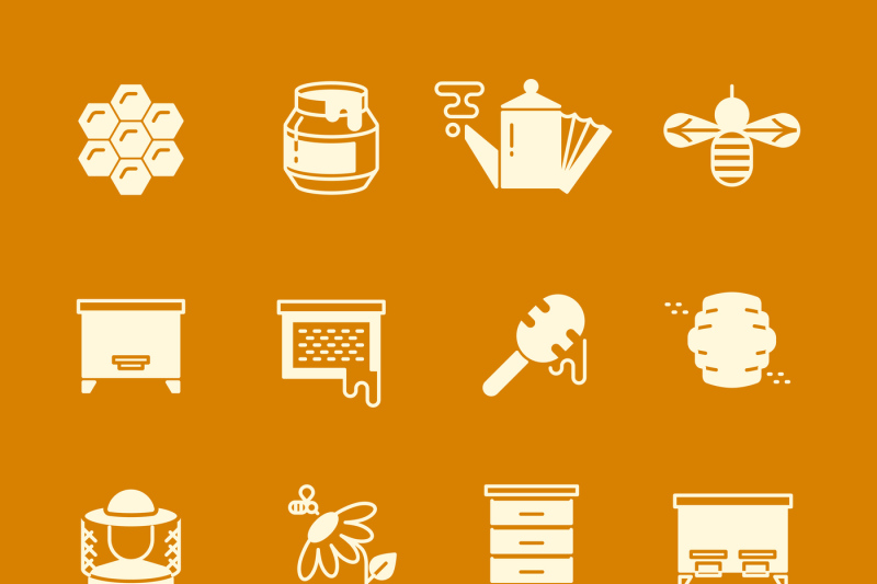 honey-apiary-vector-icons-set