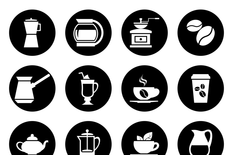 coffee-vector-icons-set-in-black-and-white