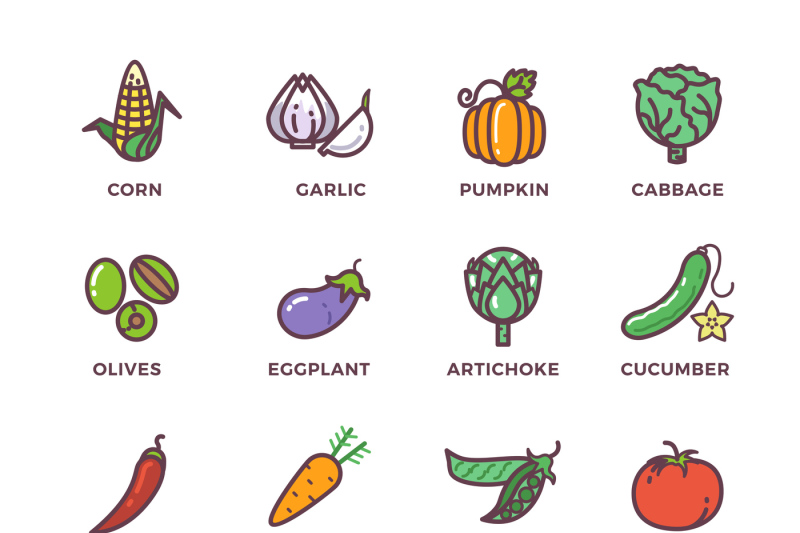 vegetables-vegan-raw-food-colored-vector-icons-set