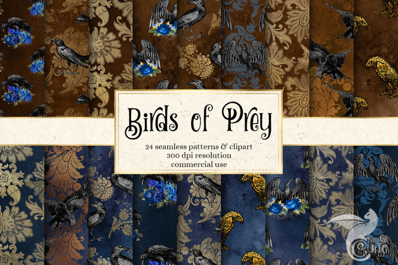 birds-of-prey-digital-paper-and-clipart