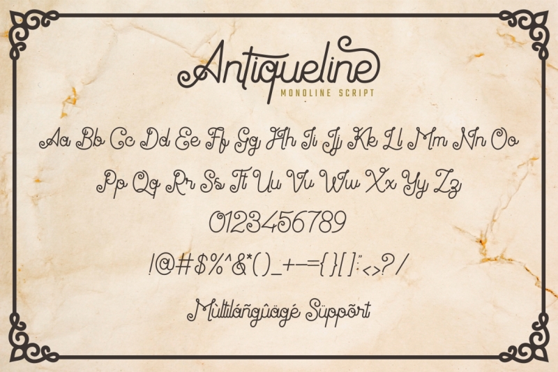 antiqueline-monoline-typeface