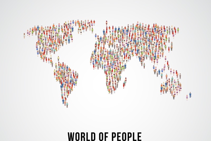 people-global-connection-earth-population-on-world-map-vector-concept