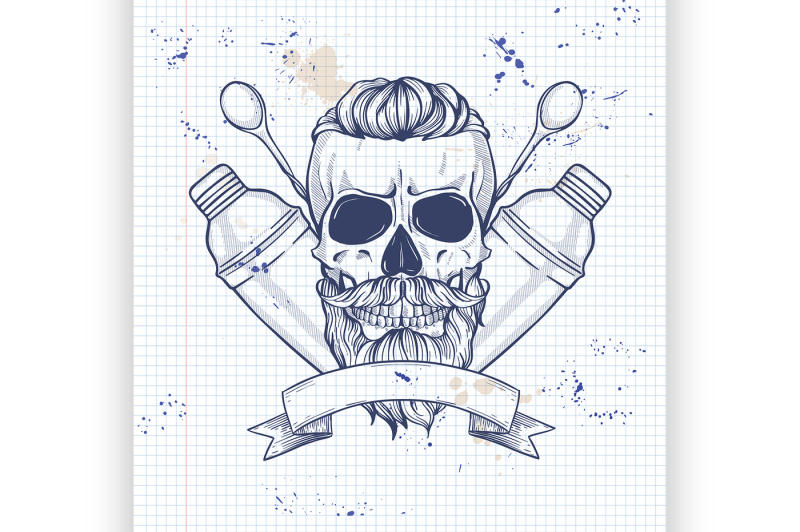 sketch-barman-skull