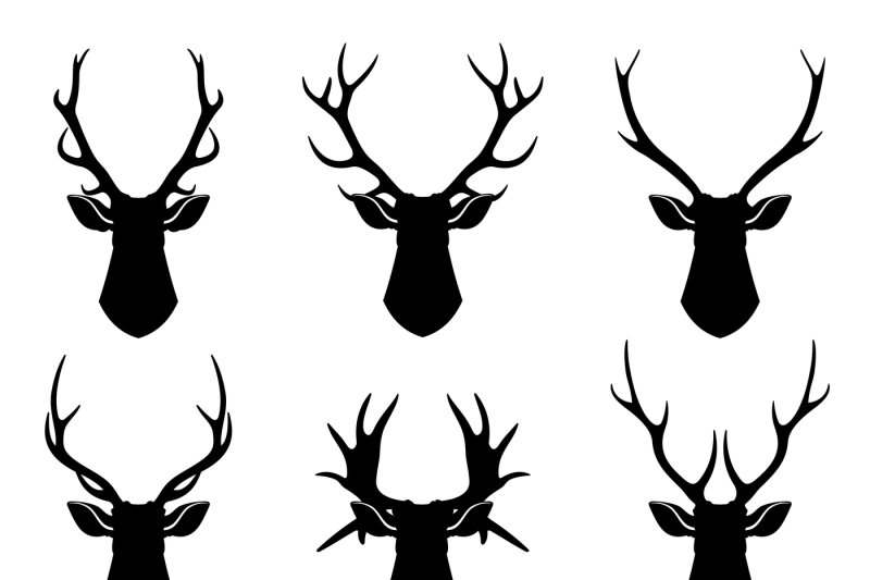 deer-horns-reindeer-heads-vector-silhouettes-set