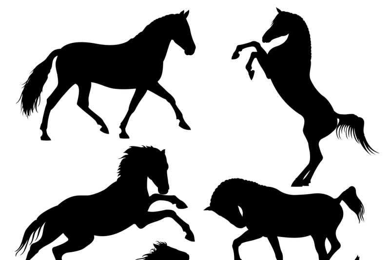 dark-wild-horse-running-horses-vector-silhouettes-isolated-on-white-b