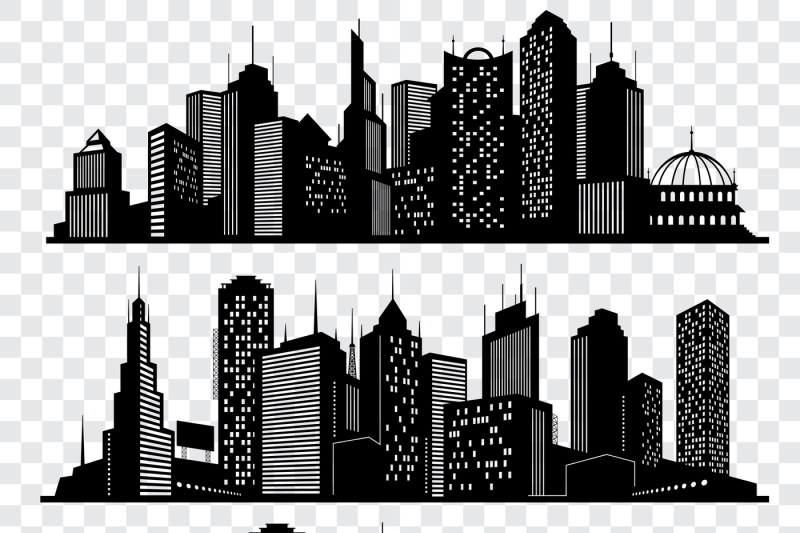 cityscapes-town-skyline-buildings-big-city-silhouettes-vector-set