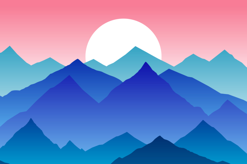 nature-abstract-mountain-landscape-and-sunset-vector-background