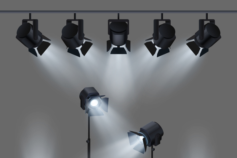 lighted-stage-with-studio-spotlights-vector-illustration