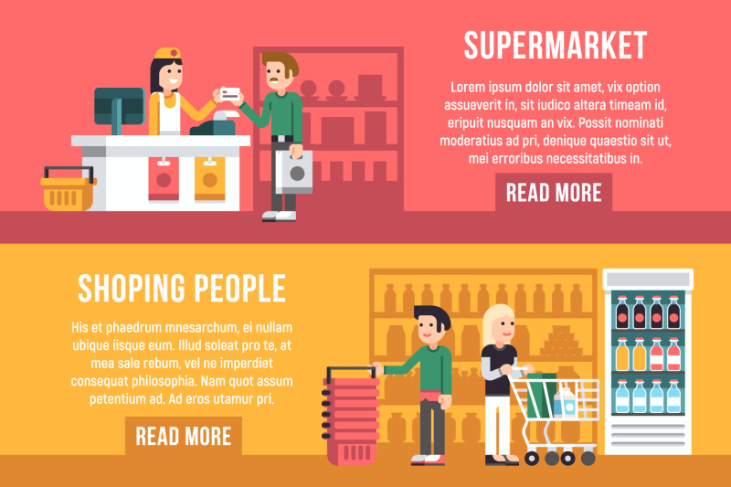 shopping-people-shoppers-family-in-supermarket-flat-retail-banners-s