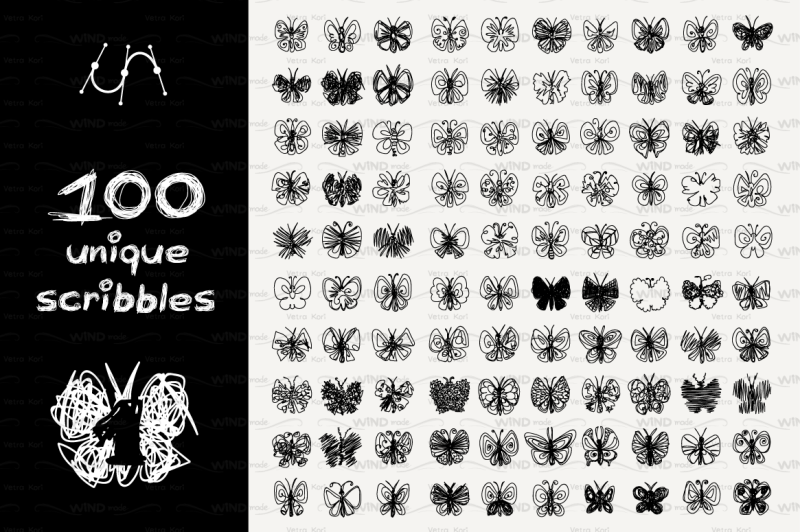 vector-set-100-scribbles-part-1-butterfly
