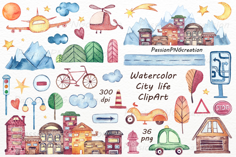 watercolor-city-life-clipart