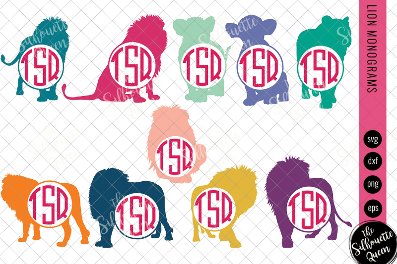 lion-svg-monogram-svg-circle-frames-cuttable-design-cut-files-silh